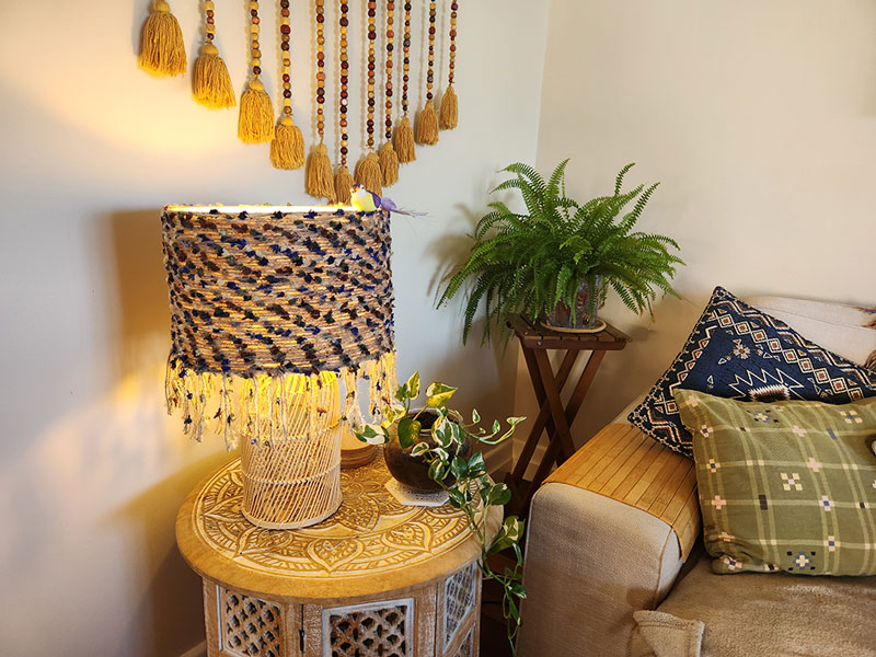 Handmade pieces from the studio styled in a living room setting
